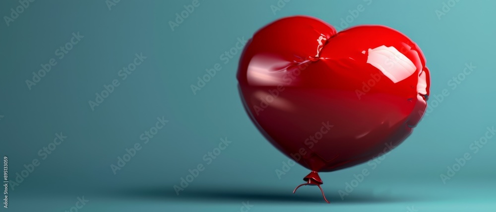 Sticker  A red heart-shaped balloon with a hole in its center and a string attached to the end