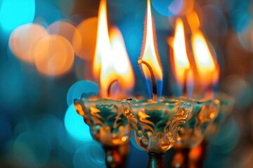 Havdalah candle with multiple wicks, symbolizing the end of the Sabbath and the beginning of the new week