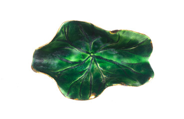 jewelry brooch green leaf isolated on white background