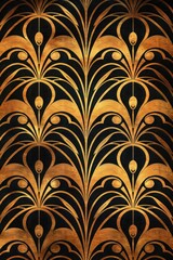 Black and Gold Leaf Pattern Wallpaper