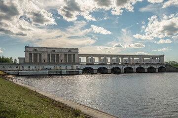 Naklejka premium Hydroelectric Power Plant. Town of Uglich, Russia.