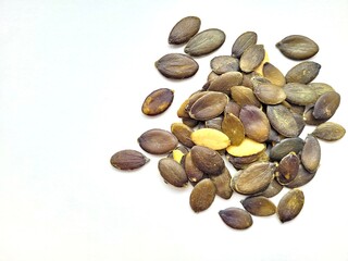 Appetizing pumpkin seeds portion.
