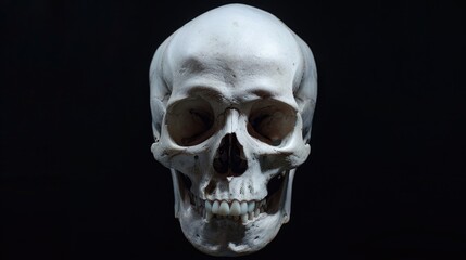 Fototapeta premium Human skull on black background