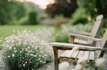 Wooden Chairs in a Garden Setting