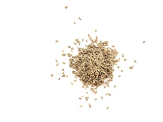 Little portion of raw caraway seeds.