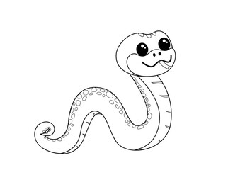 Fototapeta premium Coloring book. Snake is crawling. Side view. Black and white snake. Vector