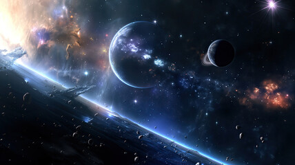 Obraz premium Beautiful nebula in deep space made with generative ai