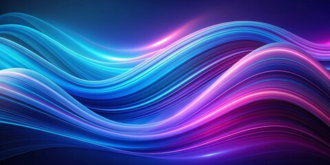 Abstract Wavy Lines with Neon Glow, 3D Rendering, Futuristic Design, Blue and Pink, Digital Art, abstract, background