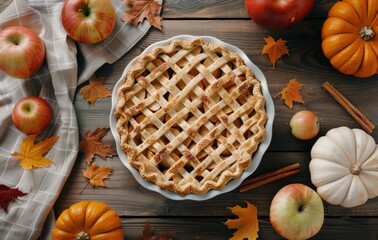Apple Pie With Autumn Decor