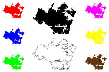 North Uist island (United Kingdom of Great Britain and Northern Ireland, Scotland, Outer Hebrides) map vector illustration, scribble sketch Isle of North Uist map