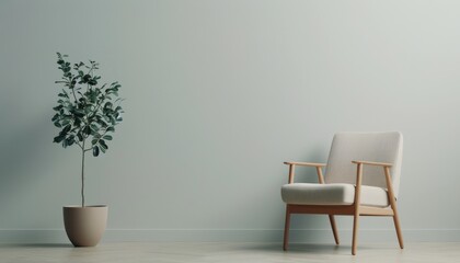 Minimalist Living Room With Chair and Plant