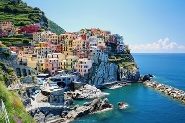 Naklejka premium Colorful Italian Village on the Coast.