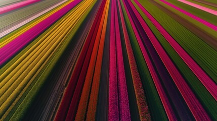 Aerial View of Colorful Flower Fields.