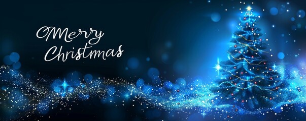 Glowing Christmas tree with festive lights and decorations, Merry Christmas