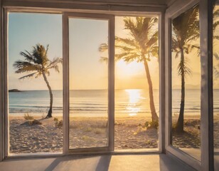 Art Summer tropical Beach; Peaceful vacation background