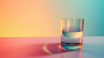 Transparent glass with gradient colors, 3d rendering