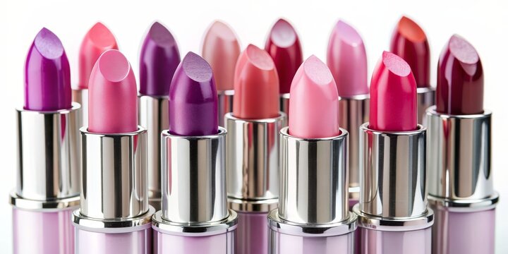 A Close-up of Colorful Lipsticks in a Row, lipstick, cosmetics, beauty, fashion