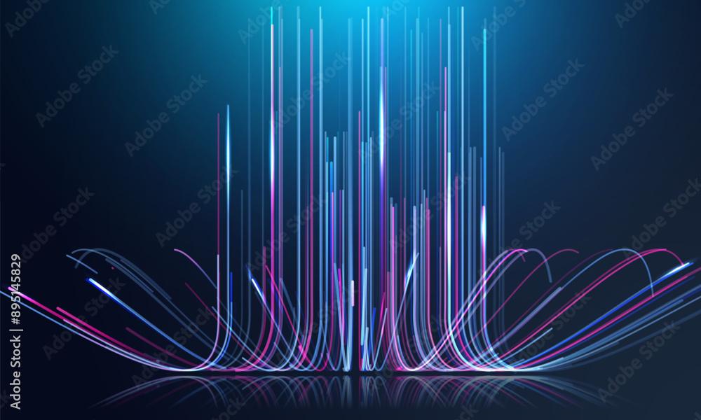 Poster high-speed ai lines. wireless big data city network and connection technology glow line background. 