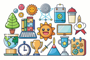 White Background Icons Vector Illustration Cartoons, Clipart, and Line Art Designs, White background icons vector illustrations including cartoons, clipart, and line art designs