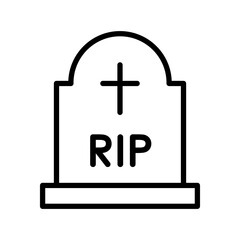 Black single tombstone line icon, simple halloween grave element outline flat design pictogram, infographic vector for app logo web button ui ux interface isolated on white background