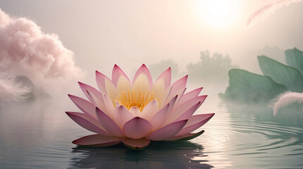 Lotus flower feng shui motif wallpaper illustration background