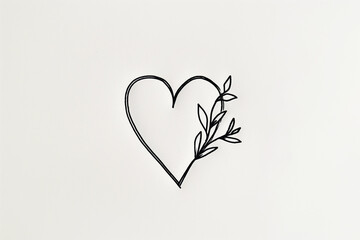 Sketch of modern minimalistic tattoo, abstract outline drawings minimalistic sketch of a tiny heart tattoo, with clean lines and simple shapes, 100% white background