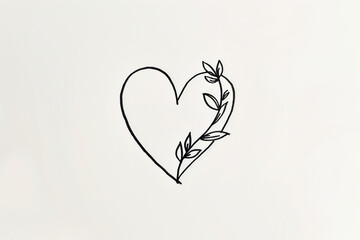 Sketch of modern minimalistic tattoo, abstract outline drawings minimalistic sketch of a tiny heart tattoo, with clean lines and simple shapes, 100% white background
