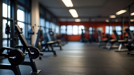 Blurred Gym Background Fitness Center Interior for Active Lifestyle and Exercise Environment,Fitness website banners, gym advertisements, workout program illustrations 