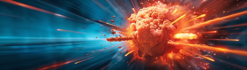 Fiery orb with lightning strikes in a dark sky.