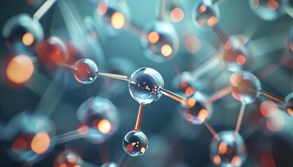 Abstract molecular structure with glowing atoms. Science and technology concept.