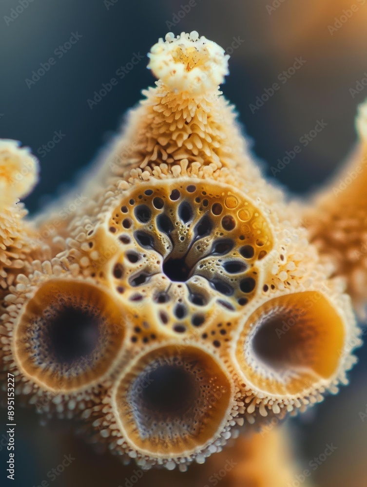 Poster close-up of a sea creature with a complex structure. ai.
