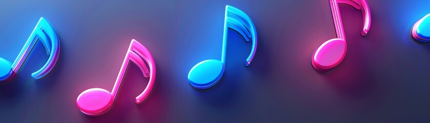 Neon Music Notes in Blue and Pink
