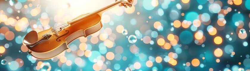 Violin with bokeh lights, music, instrument, orchestra