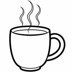 line art cup of coffee with steam
