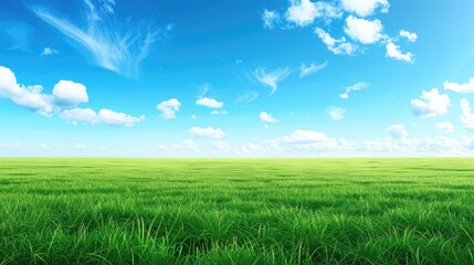 Natural landscape: green field and blue sky