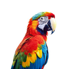 Obraz premium PSD colourful parrot on wooden branch isolated on transparent background