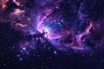 Purple and Blue Nebula with Stars,