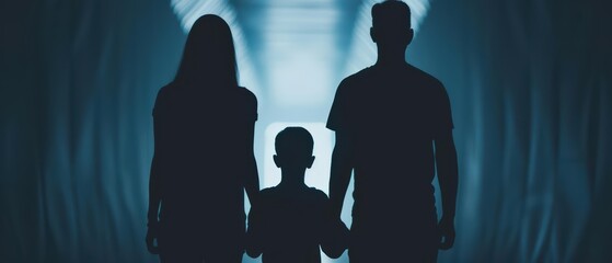 Parental rights are highlighted in an ultramodern, supernatural scene, depicting supportive families and clear copy space for text