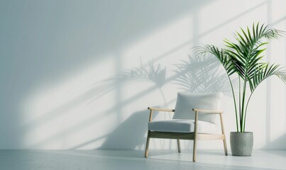 Sunlight Through Window Onto Chair and Plant