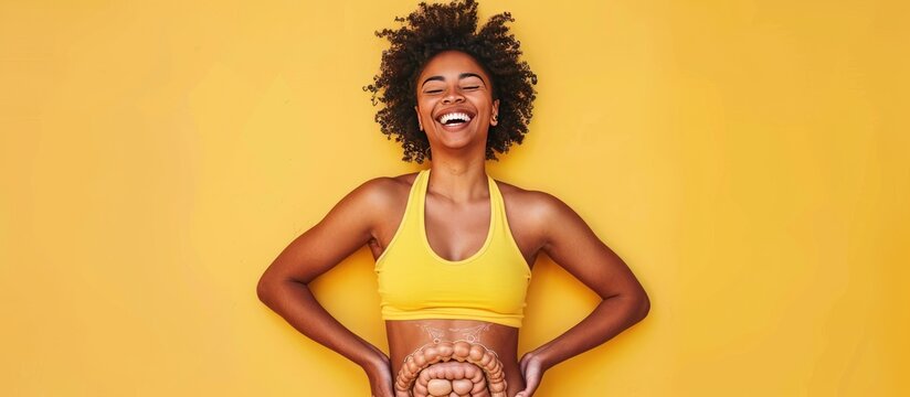 Happy woman with healthy digestive system