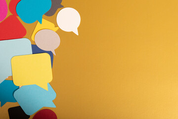 Colorful Speech Bubbles on Yellow Background