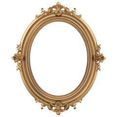 Vintage round antique gold frame mockup isolated on transparent or white background PNG