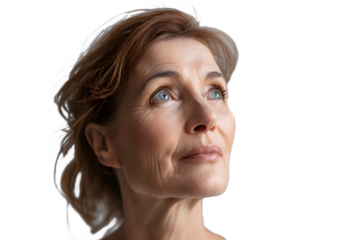 [Transparent Background PNG]portrait of a middle-aged woman looking up