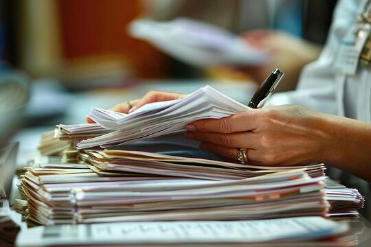 Medical Billing: Administrative staff handling medical billing and records.