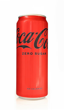 Coca Cola zero soda drink tin can isolated on white background
