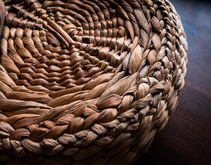 Obraz premium Intricate, handwoven basket with visible fibers and detailed patterns.