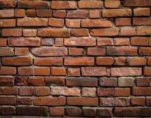 Obraz premium Rough, aged brick wall with weathered textures and natural imperfections.