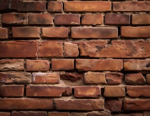 Obraz premium Rough, aged brick wall with weathered textures and natural imperfections.