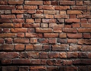 Obraz premium Rough, aged brick wall with weathered textures and natural imperfections.
