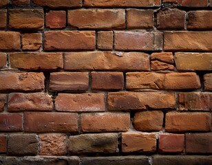 Obraz premium Rough, aged brick wall with weathered textures and natural imperfections.